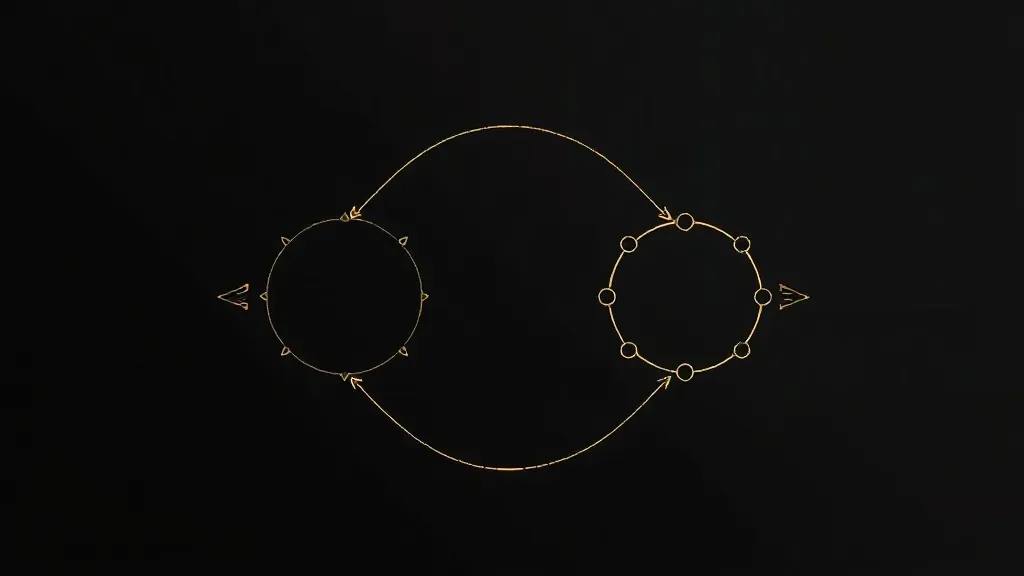 Minimalist architectural diagram of a feedback loop, technic